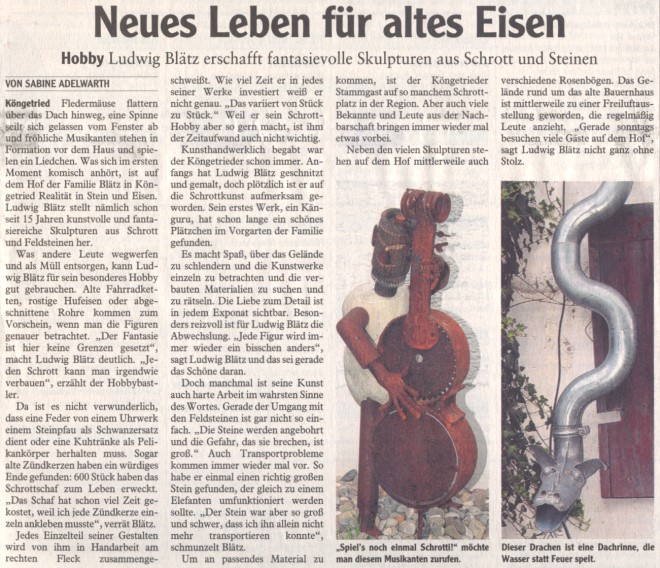 Sehenswertes in Oberegg und Umgebung - Hobbykünstler Ludwig Blätz aus Köngetried