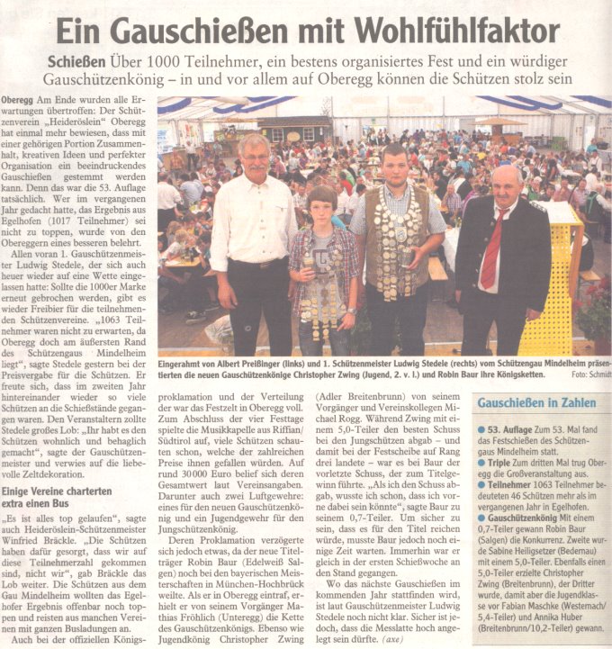 Gauchießen 2011 beim Schützenverein Heideröslein Oberegg